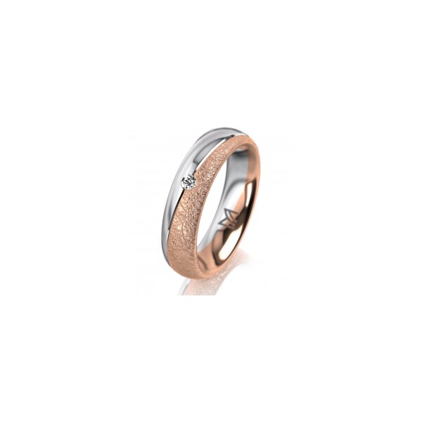 Ring 14 Karat Rot-/Weissgold 5.0 mm kreismatt 1 Brillant G vs 0,025ct