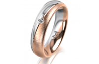 Ring 14 Karat Rot-/Weissgold 5.0 mm sandmatt 1 Brillant G...