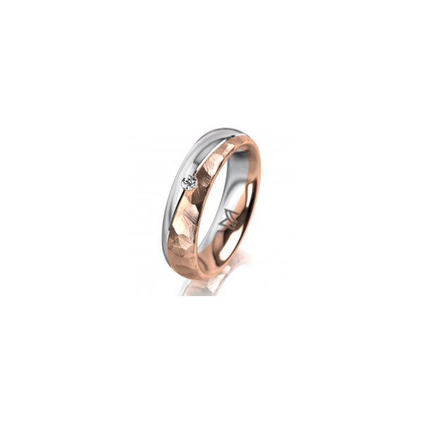 Ring 14 Karat Rot-/Weissgold 5.0 mm diamantmatt 1 Brillant G vs 0,025ct