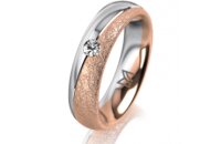 Ring 14 Karat Rot-/Weissgold 5.0 mm kreismatt 1 Brillant...