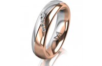 Ring 14 Karat Rot-/Weissgold 5.0 mm poliert 5 Brillanten...