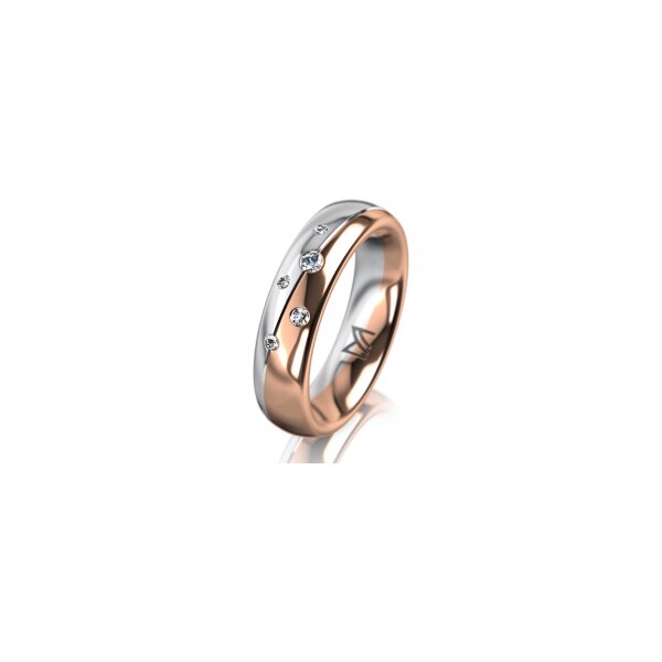 Ring 14 Karat Rot-/Weissgold 5.0 mm poliert 5 Brillanten G vs Gesamt 0,055ct