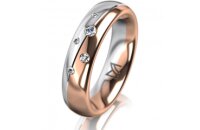 Ring 14 Karat Rot-/Weissgold 5.0 mm poliert 5 Brillanten...