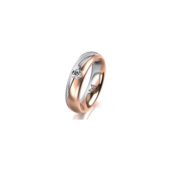 Ring 14 Karat Rot-/Weissgold 5.0 mm l&auml;ngsmatt 1 Brillant G vs 0,110ct