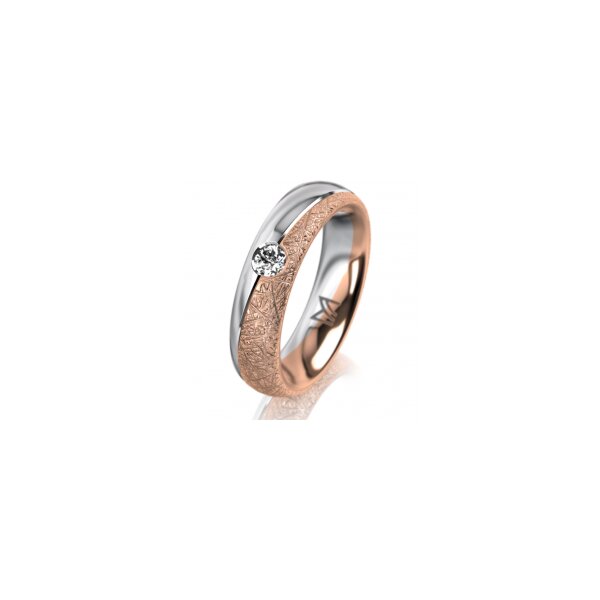 Ring 14 Karat Rot-/Weissgold 5.0 mm kristallmatt 1 Brillant G vs 0,110ct