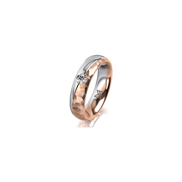 Ring 14 Karat Rot-/Weissgold 5.0 mm diamantmatt 1 Brillant G vs 0,110ct