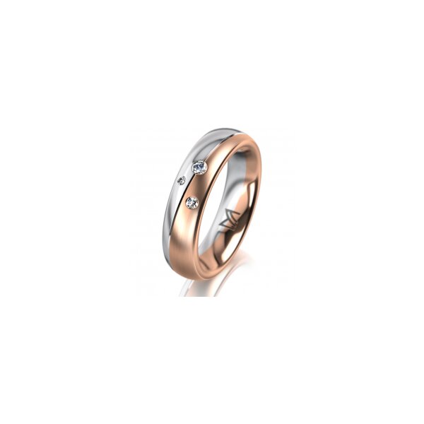 Ring 18 Karat Rot-/Weissgold 5.0 mm l&auml;ngsmatt 3 Brillanten G vs Gesamt 0,040ct