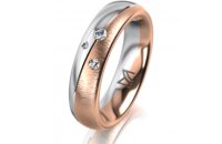 Ring 18 Karat Rot-/Weissgold 5.0 mm sandmatt 3 Brillanten...