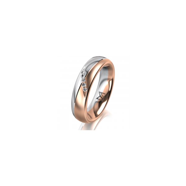 Ring 18 Karat Rot-/Weissgold 5.0 mm l&auml;ngsmatt 5 Brillanten G vs Gesamt 0,035ct