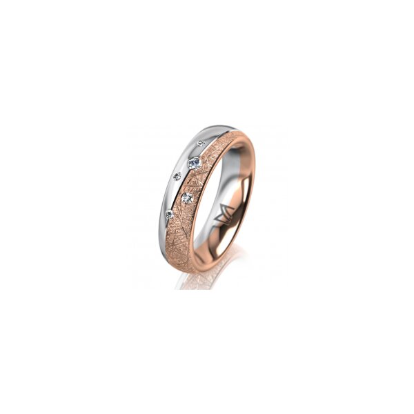 Ring 18 Karat Rot-/Weissgold 5.0 mm kristallmatt 5 Brillanten G vs Gesamt 0,055ct