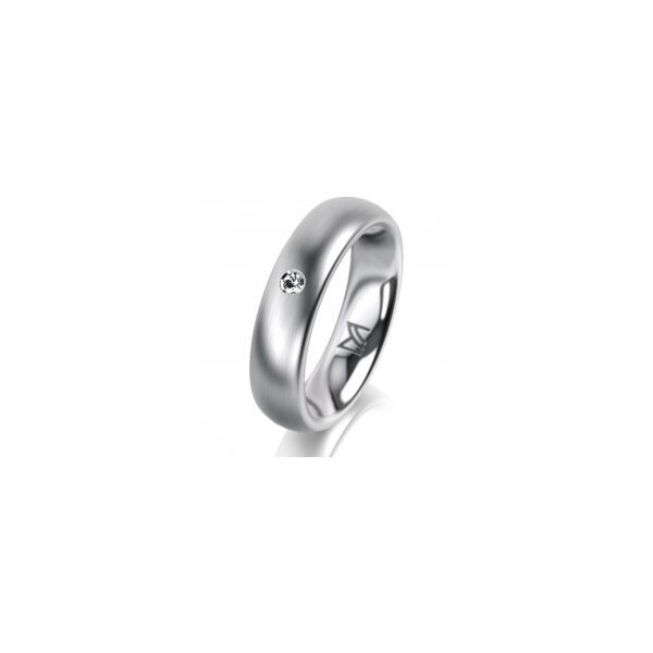 Ring 14 Karat Weissgold 5.0 mm l&auml;ngsmatt 1 Brillant G vs 0,025ct