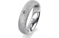 Ring 14 Karat Weissgold 5.0 mm kreismatt 1 Brillant G vs...