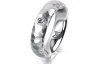 Ring 14 Karat Weissgold 5.0 mm diamantmatt 1 Brillant G...