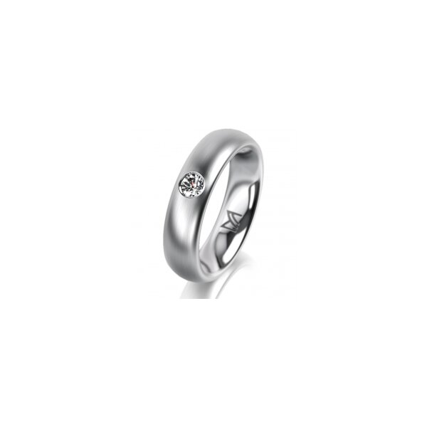 Ring 14 Karat Weissgold 5.0 mm l&auml;ngsmatt 1 Brillant G vs 0,110ct