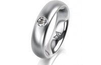 Ring 14 Karat Weissgold 5.0 mm l&auml;ngsmatt 1 Brillant...