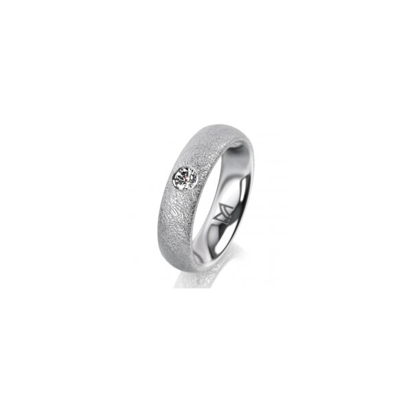 Ring 14 Karat Weissgold 5.0 mm kreismatt 1 Brillant G vs 0,110ct