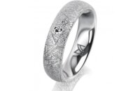Ring 18 Karat Weissgold 5.0 mm kristallmatt 1 Brillant G...