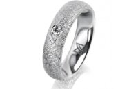 Ring 18 Karat Weissgold 5.0 mm kristallmatt 1 Brillant G...