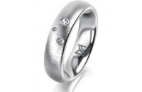 Ring 18 Karat Weissgold 5.0 mm sandmatt 3 Brillanten G vs...