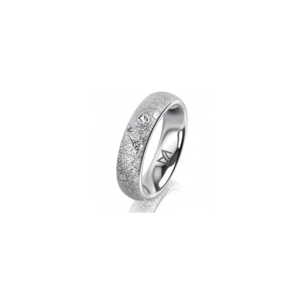 Ring 18 Karat Weissgold 5.0 mm kristallmatt 3 Brillanten G vs Gesamt 0,040ct