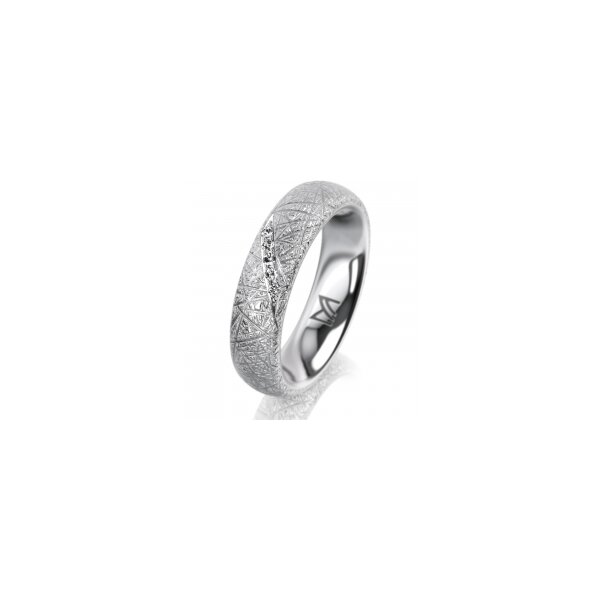 Ring 18 Karat Weissgold 5.0 mm kristallmatt 5 Brillanten G vs Gesamt 0,035ct