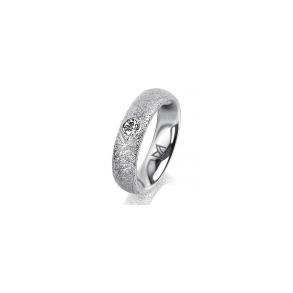 Ring 18 Karat Weissgold 5.0 mm kristallmatt 1 Brillant G vs 0,110ct