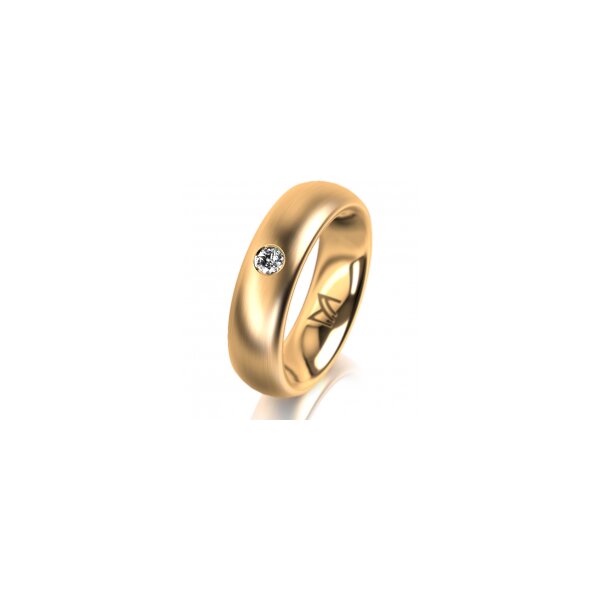Ring 14 Karat Gelbgold 5.5 mm längsmatt 1 Brillant G vs 0,065ct