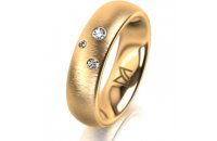 Ring 14 Karat Gelbgold 5.5 mm sandmatt 3 Brillanten G vs...