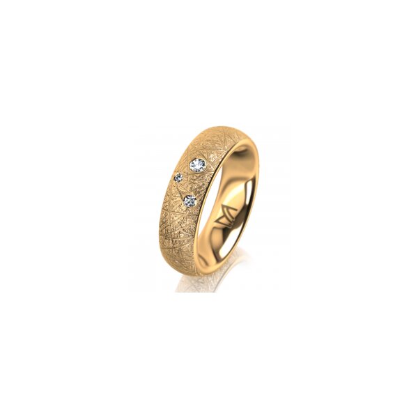 Ring 14 Karat Gelbgold 5.5 mm kristallmatt 3 Brillanten G vs Gesamt 0,050ct