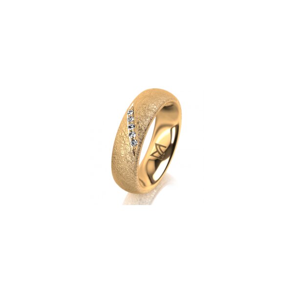 Ring 14 Karat Gelbgold 5.5 mm kreismatt 5 Brillanten G vs Gesamt 0,045ct