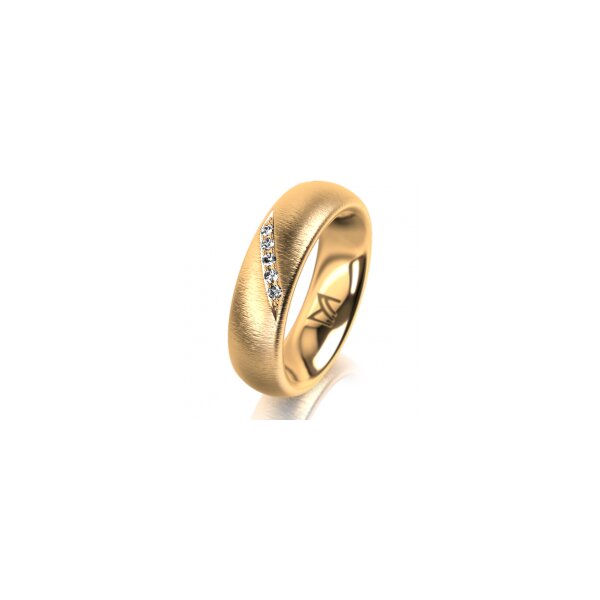 Ring 14 Karat Gelbgold 5.5 mm sandmatt 5 Brillanten G vs Gesamt 0,045ct