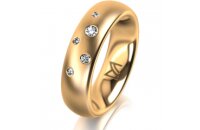 Ring 14 Karat Gelbgold 5.5 mm l&auml;ngsmatt 5 Brillanten...