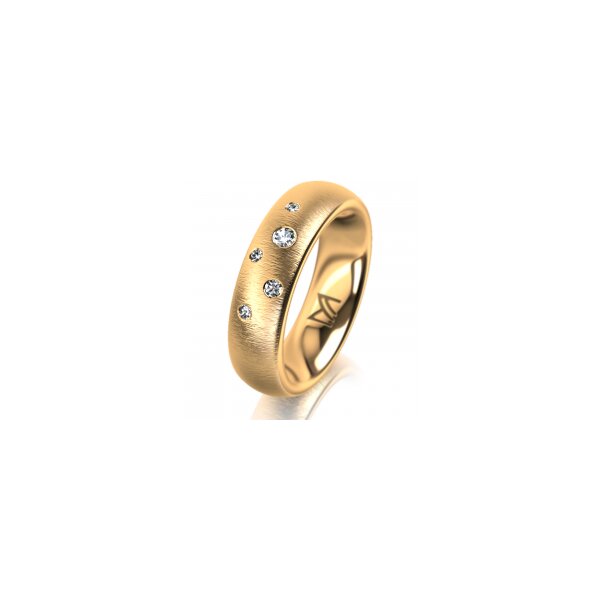 Ring 14 Karat Gelbgold 5.5 mm sandmatt 5 Brillanten G vs Gesamt 0,065ct