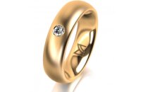 Ring 18 Karat Gelbgold 5.5 mm l&auml;ngsmatt 1 Brillant G...