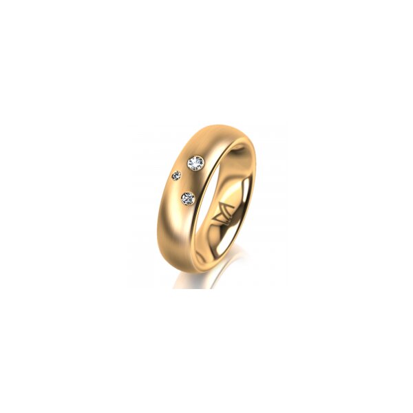 Ring 18 Karat Gelbgold 5.5 mm l&auml;ngsmatt 3 Brillanten G vs Gesamt 0,050ct