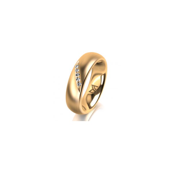 Ring 18 Karat Gelbgold 5.5 mm längsmatt 5 Brillanten G vs Gesamt 0,045ct