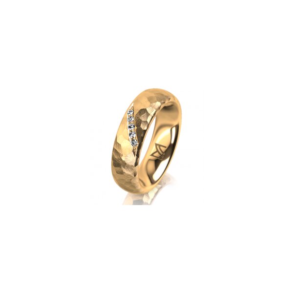 Ring 18 Karat Gelbgold 5.5 mm diamantmatt 5 Brillanten G vs Gesamt 0,045ct