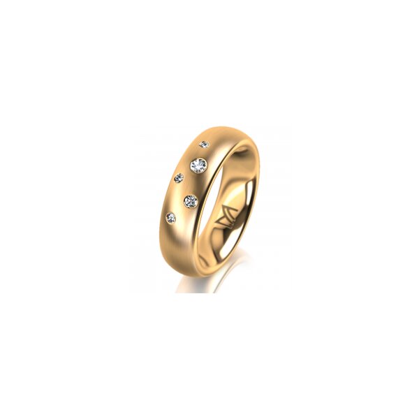 Ring 18 Karat Gelbgold 5.5 mm l&auml;ngsmatt 5 Brillanten G vs Gesamt 0,065ct