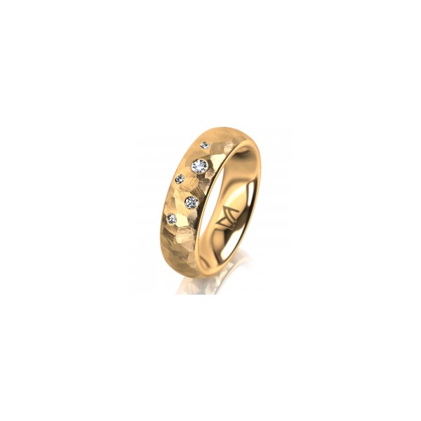 Ring 18 Karat Gelbgold 5.5 mm diamantmatt 5 Brillanten G vs Gesamt 0,065ct