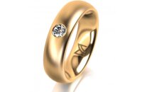 Ring 18 Karat Gelbgold 5.5 mm l&auml;ngsmatt 1 Brillant G...