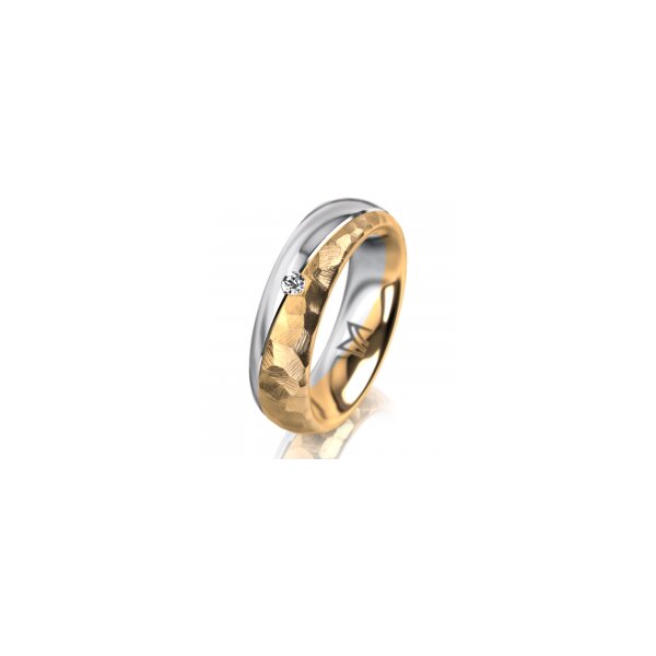 Ring 14 Karat Gelb-/Weissgold 5.5 mm diamantmatt 1 Brillant G vs 0,025ct