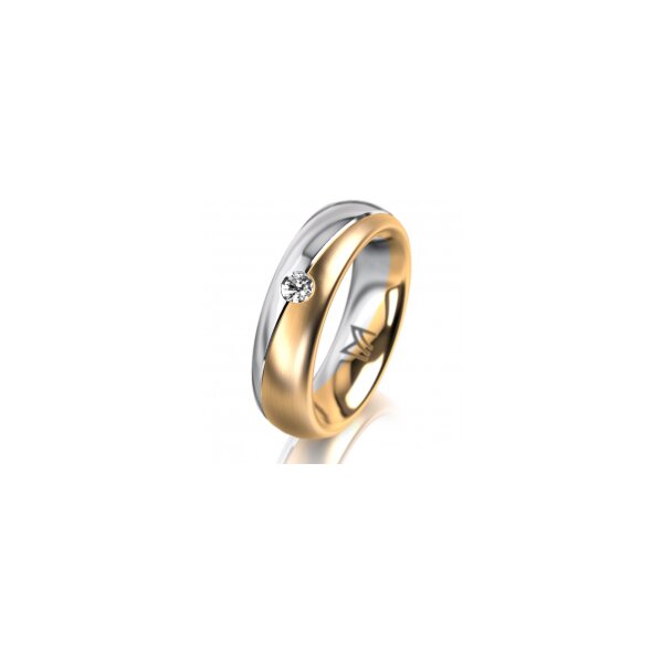 Ring 14 Karat Gelb-/Weissgold 5.5 mm l&auml;ngsmatt 1 Brillant G vs 0,065ct