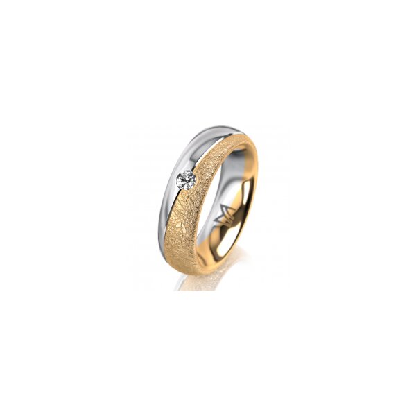 Ring 14 Karat Gelb-/Weissgold 5.5 mm kreismatt 1 Brillant G vs 0,065ct