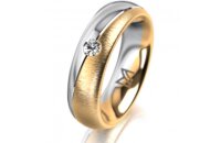 Ring 14 Karat Gelb-/Weissgold 5.5 mm sandmatt 1 Brillant...