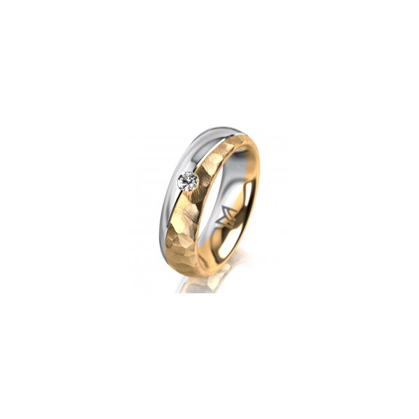 Ring 14 Karat Gelb-/Weissgold 5.5 mm diamantmatt 1 Brillant G vs 0,065ct