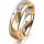 Ring 14 Karat Gelb-/Weissgold 5.5 mm längsmatt 3 Brillanten G vs Gesamt 0,050ct