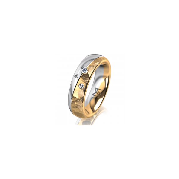 Ring 14 Karat Gelb-/Weissgold 5.5 mm diamantmatt 3 Brillanten G vs Gesamt 0,050ct