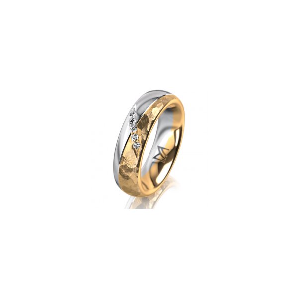Ring 14 Karat Gelb-/Weissgold 5.5 mm diamantmatt 5 Brillanten G vs Gesamt 0,045ct