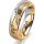 Ring 14 Karat Gelb-/Weissgold 5.5 mm diamantmatt 5 Brillanten G vs Gesamt 0,045ct