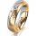 Ring 14 Karat Gelb-/Weissgold 5.5 mm l&auml;ngsmatt 5 Brillanten G vs Gesamt 0,065ct